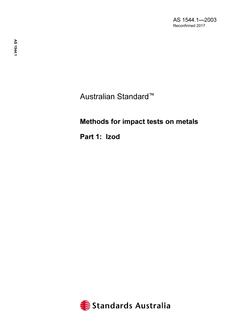 AS 1544.1: 09/19/2003 Methods for impact tests on metals, Part 1: Izod