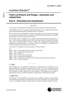 AS 4689.5: 06/18/2004 Fresh cut flowers and foliage – Australian and related flora – Chamelaucium (waxflower)