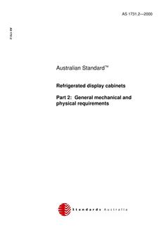 AS 1731.2: 08/10/2000 Refrigerated display cabinets, Part 2: General mechanical and physical requirements
