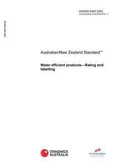 AS/NZS 6400: 02/24/2003 Water efficient products – Rating and labelling