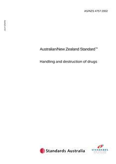AS/NZS 4757: 10/15/2002 Handling and destruction of drugs