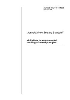 AS/NZS ISO 14010: 12/31/1996 Guidelines for environmental auditing – General principles AS/NZS ISO 14010: 12/31/1996 Guidelines for environmental auditing – General principles