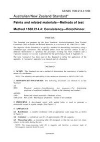 AS/NZS 1580.214.4: 12/05/1996 Paints and related materials – Methods of test, Method 214.4: Consistency – Rotothinner