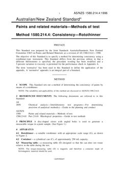 AS/NZS 1580.214.4: 12/05/1996 Paints and related materials – Methods of test, Method 214.4: Consistency – Rotothinner