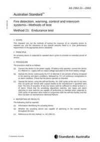 AS 2362.21: 01/01/2002 Fire detection, warning, control and intercom systems – Methods of test – Endurance test