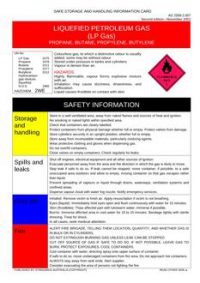 AS 2508.2.007: 01/01/2001 Safe storage and handling information card – Liquefied petroleum gas