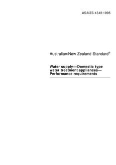 AS/NZS 4348: 12/05/1995 Water supply – Domestic type water treatment appliances – Performance requirements