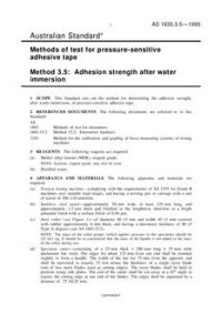 AS 1635.3.5: 01/01/1995 Methods of test for pressure-sensitive adhesive tape, Method 3.5: Adhesion strength after water immersion