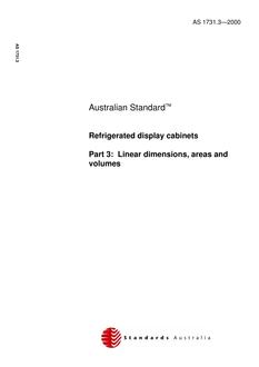 AS 1731.3: 08/10/2000 Refrigerated display cabinets, Part 3: Linear dimensions, areas and volumes