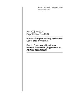 AS/NZS 4802.1 SUPP 1: 09/19/1994 Information processing systems – Local area networks, Part 1: Overview of local area network Standards – Media access control bridges (Supplement to AS/NZS 4802.1:1996)