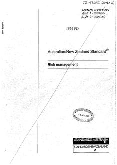 AS/NZS 4360: 11/05/1995 Risk management AS/NZS 4360: 11/05/1995 Risk management
