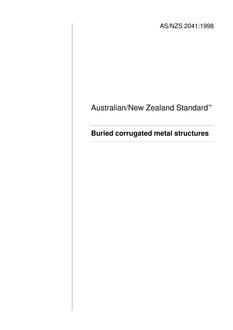AS/NZS 2041: 05/05/1998 Buried corrugated metal structures