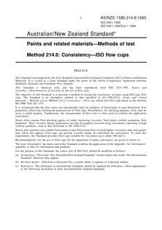 AS/NZS 1580.214.6: 06/05/1995 Paints and related materials, Method 214.6: Methods of test – Consistency – ISO flow cups