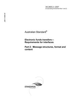 AS 2805.2: 01/25/2007 Electronic funds transfers – Requirements for interfaces – Message structures, format and content