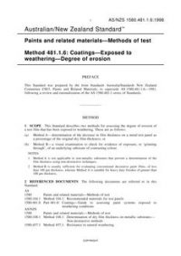 AS/NZS 1580.481.1.6: 07/05/1998 Paints and related materials – Methods of test, Method 481.1.6: Coatings – Exposed to weathering – Degree of erosion