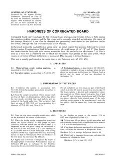 AS 1301.445S: 12/31/1988 Methods of test for pulp and paper (metric units) – Hardness of corrugated board
