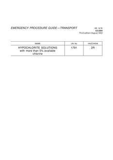 AS 1678.8.0.004: 01/01/1993 Emergency procedure guide – Transport – Hypochlorite solutions (with more than 5% available chlorine)