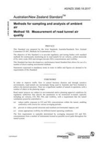 AS/NZS 3580.18: 09/28/2017 Methods for sampling and analysis of ambient air, Method 18: Measurement of road tunnel air quality