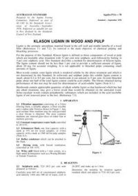 AS 1301.P11S: 12/31/1977 Methods of test for pulp and paper (metric units) – Klason lignin in wood and pulp