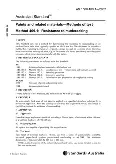 AS 1580.409.1: 12/13/2002 Paints and related materials – Methods of test, Method 409.1: Resistance to mudcracking