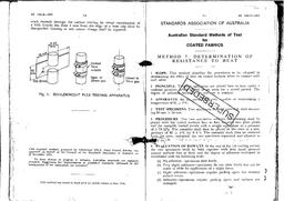 AS 1441.7: 01/01/1973 Methods of test for coated fabrics, Method 7: Determination of resistance to heat