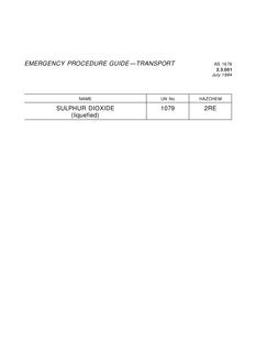 AS 1678.2.3.001: 01/01/1984 Emergency procedure guide – Transport – Sulphur dioxide (liquefied)