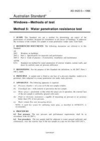 AS 4420.5: 01/01/1996 Windows – Methods of test – Water penetration resistance test