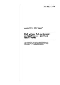 AS 2650: 12/31/1985 High voltage a.c. switchgear and controlgear – Common requirements