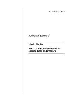 AS 1680.2.0: 12/31/1989 Interior lighting, Part 2.0: Recommendations for specific tasks and interiors