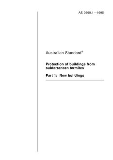 AS 3660.1: 01/01/1995 Protection of buildings from subterranean termites – New buildings