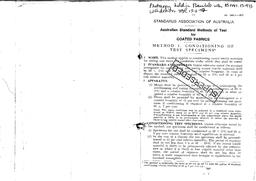 AS 1441.1: 01/01/1973 Methods of test for coated fabrics, Method 1: Conditioning of test specimens