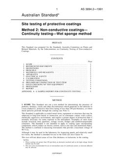 AS 3894.2: 12/31/1990 Site testing of protective coatings, Method 2: Non-conductive coatings – Continuity testing – Wet sponge method