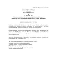 AS 2300.4.2: 12/05/1994 Methods of chemical and physical testing for the dairying industry, Method 4.2: Dried milk and dried milk products – Sensory examination