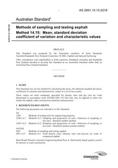 AS 2891.14.15: 06/01/2018 Methods of sampling and testing asphalt, Method 14.15: Mean, standard deviation, coefficient of variation and characteristic values