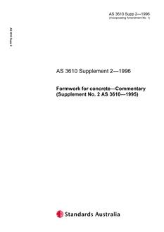 AS 3610 SUPP 2: 12/05/1996 Formwork for concrete – Commentary (Supplement to AS 3610-1995)