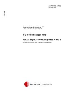 AS 1112.2: 01/01/2000 ISO metric hexagon nuts, Part 2: Style 2 – Product grades A and B