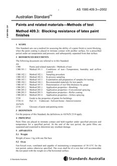 AS 1580.409.3: 12/13/2002 Paints and related materials – Methods of test, Method 409.3: Blocking resistance of latex paint finishes