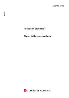 AS 2149: 11/14/2003 Starter batteries – Lead acid