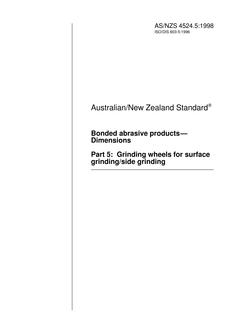 AS/NZS 4524.5: 01/05/1998 Bonded abrasive products – Dimensions, Part 5: Grinding wheels for surface grinding/side grinding