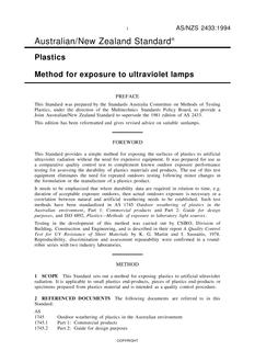 AS/NZS 2433: 04/11/1994 Plastics – Method for exposure to ultraviolet lamps