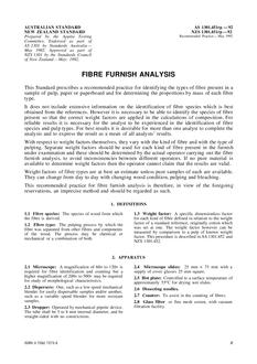 AS 1301.451RP: 01/01/1992 Methods of test for pulp and paper – Fibre furnish analysis