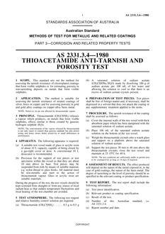 AS 2331.3.4: 01/01/1980 Methods of test for metallic and related coatings, Part 3.4: Corrosion and related property tests – Thioacetamide anti-tarnish and porosity test