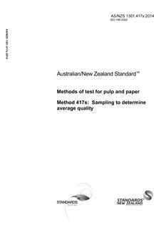 AS/NZS 1301.417s: 05/20/2014 Methods of test for pulp and paper, Method 417s: Sampling to determine average quality