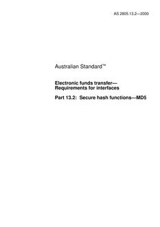 AS 2805.13.2: 01/01/2000 Electronic funds transfer – Requirements for interfaces – Secure hash functions