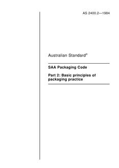 AS 2400.2: 01/01/1984 Packaging – Basic principles of packaging practice