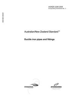AS/NZS 2280: 08/25/2004 Ductile iron pipes and fittings