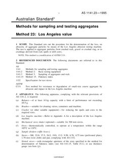 AS 1141.23: 01/01/1995 Methods for sampling and testing aggregates – Los Angeles value