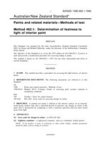 AS/NZS 1580.482.1: 06/14/1994 Paints and related materials – Methods of test, Method 482.1: Determination of fastness to light of interior paint