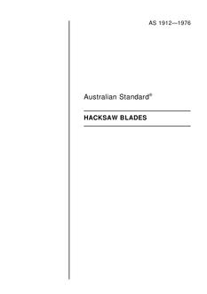 AS 1912: 12/31/1975 Hacksaw blades AS 1912: 12/31/1975 Hacksaw blades
