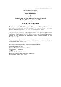 AS 1774.30: 03/18/2005 Refractories and refractory materials – Physical test methods, Method 30: Drying and firing schedules